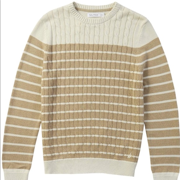 NAUTICA Men’s Striped cable front sweater - Picture 2 of 5